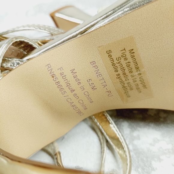 New BP Netta Platform Gold Metallic Strappy Sandals H822 - Picture 12 of 13
